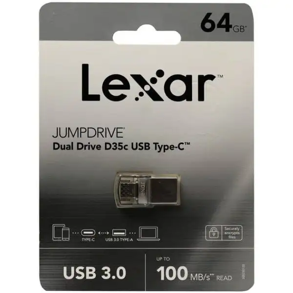 فلش لکسار 64 گیگابایت تایپ سی D35C USB3.0